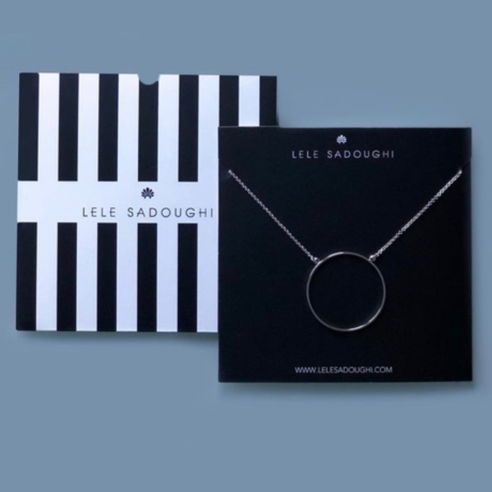 Lele Sadoughi Silver Circle Necklace